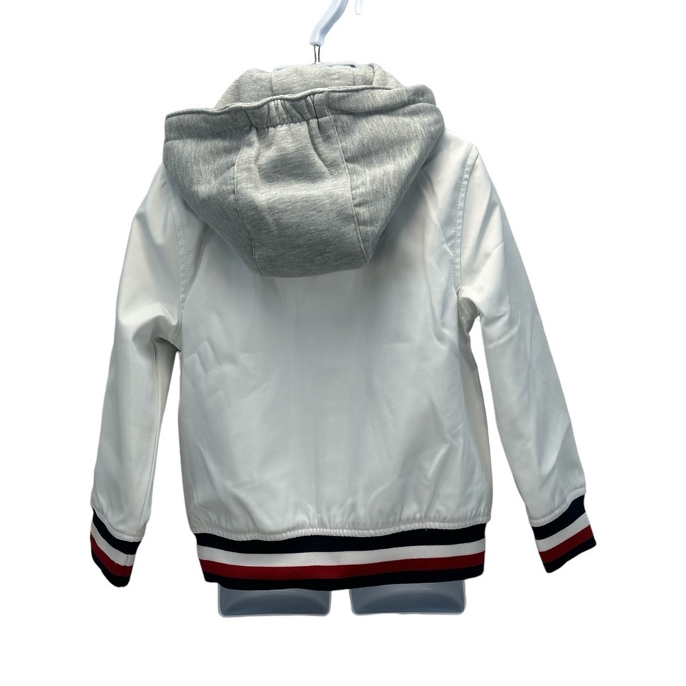 Tommy Hilfiger Boys Long Sleeve Logo Front Fabric Hood Varsity Jacket - White - Picture 2 of 8